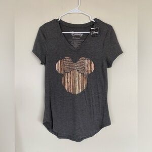 Disney Women’s  Gray T-Shirt with Gold Minnie Mouse Graphic NWT
